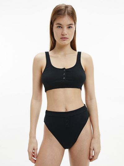 Calvin Klein Underwear HU339782 | Calvin Klein Cropped Ribbed Női Trikó Fekete